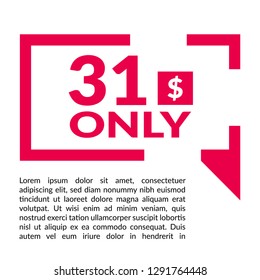 31 dollars only - emblem, label, badge,sticker, logo.Designed for your web site design, logo, app, U