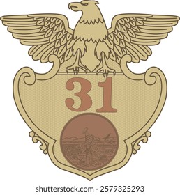 31 Eagle Metal Badge Vector Logo 