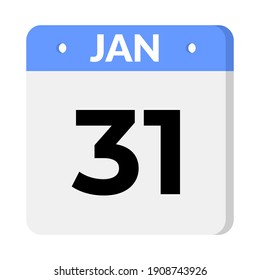 31 january calendar icon vector