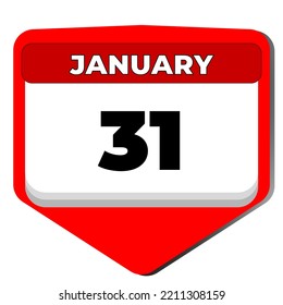 31 January vector icon calendar day. 31 date of January. Thirty first day of January. 31th date number. 31 day calendar. Thirty one date. Vector illustration