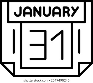 31 January Vector Icon Outline Stlye