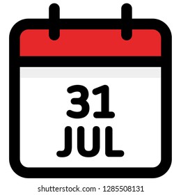 31. July - Calendar Icon - Vector Illustration - Vector