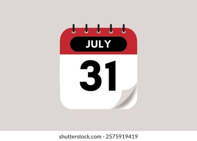 31 July month single day vector, illustration, calendar with maroon, rose and white color background calendar July 31