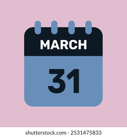 31 march calendar icon vector number date design background