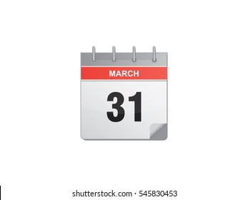 31 March calendar vector illustration on white background