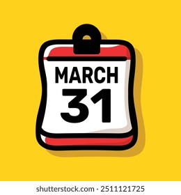 31 march calender color icon page year concept. number date text design.