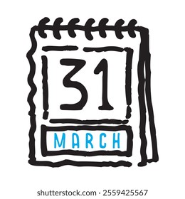 31 March date calendar - A simple yet elegant line art illustration of a date calendar captures the essence of organization and timekeeping. The clean lines and minimalistic design 