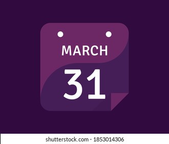 31 March, March 31 icon Single Day Calendar Vector illustration