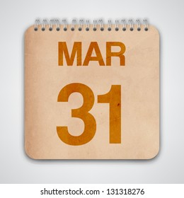 31 March on Old Notebook Vector
