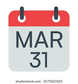 31 March Vector Calendar Icon. Isolated Vector Calendar. 