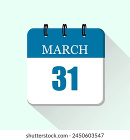 31 de marzo Vector diario plano icono Fecha y mes