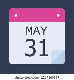 31 May Calendar Black Background, Vector Calendar.