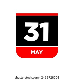 31 May calendar day vector icon