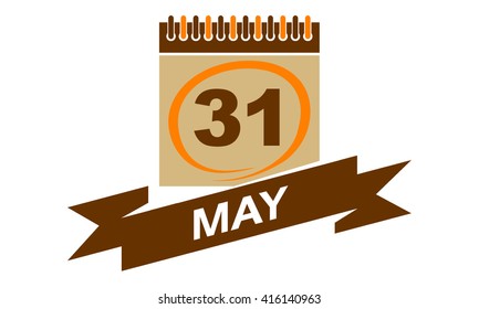 31 May Calendar with Ribbon