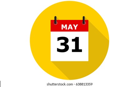 31 may calendar vector flat icon with long shadow