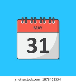 31 May Calendar Vector Icon Illustration. Daily Calendar Flat Icon