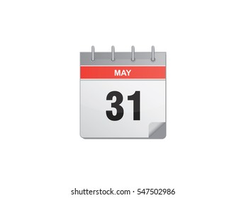 31 May calendar vector illustration on white background