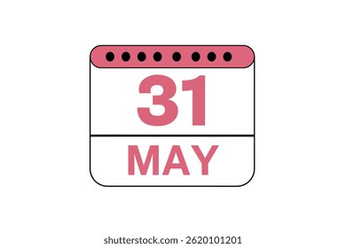 31 may month single day vector, illustration, calendar with peach, black and white color background calendar icon of may 31