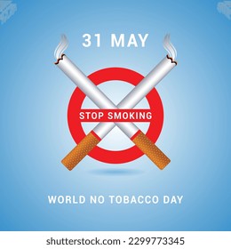 31 may world no tobacco day with no smoking sign and cigarette awareness post social media banner design template