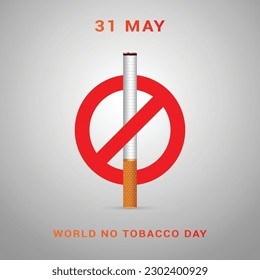 31 May world no tobacco day with cigarette and forbidden sign awareness social media post design template