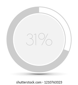 31% Minimal Flat white plane progress button  with shadow. well aligned loading graphic vector 