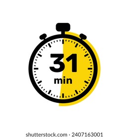 31 Minutes Analog Clock Icon white background design.