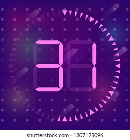 The    31 minutes, stopwatch vector icon, digital timer. Vector digital count down circle board with circle time pie diagram. Watch outline style design, designed for web and app.