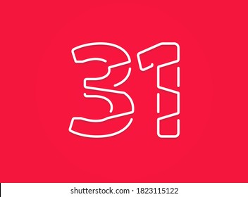 31 Nummer. Modernes trendiges, kreatives Design. Für Logo, Markenzeichen, Design-Elemente, Unternehmensidentität, Anwendung usw. einzelne Vektorgrafik          