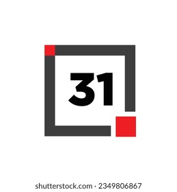 31 number with square icon. 31 dot monogram.