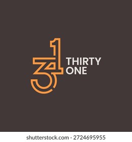 31 número treinta y un diseño de logotipo. Líneas geométricas modernas número 31 símbolo icono de logotipo