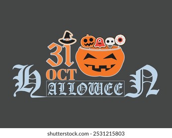 31 Oct Halloween T-Shirt Design With Halloween Typography