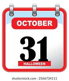 31 October. Calendar of Halloween date - 31 October. Calendar Icon. October 31. Vector Illustration. Halloween illustration. Calendar vector icon. Calendar template.