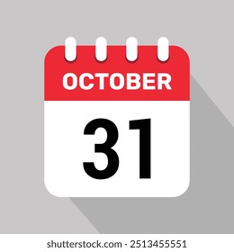 31 october calendar icon vector web page illustration background design.