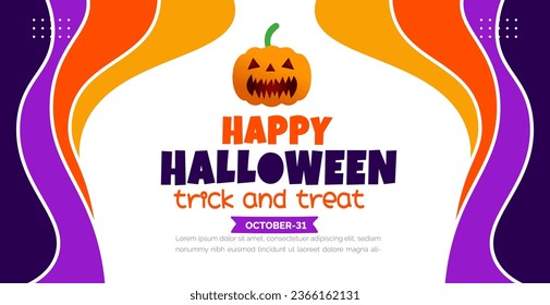 31 October happy Halloween background design with pumpkins. use to background, banner, placard, party invitation card, book cover and poster design template with text inscription and standard color. 