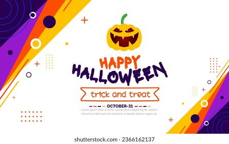 31 October happy Halloween background design with pumpkins. use to background, banner, placard, party invitation card, book cover and poster design template with text inscription and standard color. 