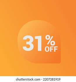 31% off Sale banner offer ad discount promotion vector banner. price discount offer. season sale promo sticker colorful background