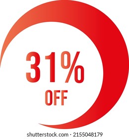 31% de descuento con formato de círculo vectorial fuera de naranja