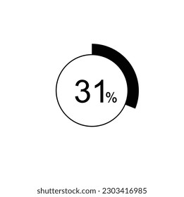 31% percentage infographic circle icons,31 percents pie chart infographic elements for Illustration, business, web design.