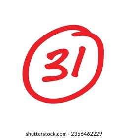 31 points mark, bad exam score, thirty one points test results illustration, low grades