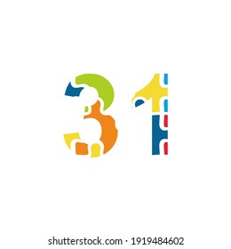 31 Puzzle number illustration. Vector Eps10