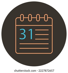 31 st calendar day two color icon on round background