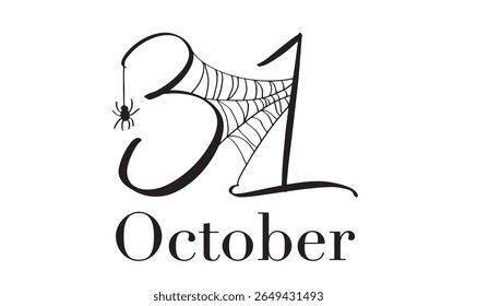 31 o dia data outubro mês teia de aranha texto fonte número trinta e um dia data outubro mês sinal símbolo feliz halloween dia aranha teia cor preta fantasma evento parte decoração personagem assustador