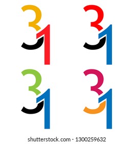 31 stock icon, number 31. flat design. colored icon