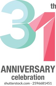 31 th Anniversary Celebration monochrome color of green and red with word Anniversary Celebration gray color at the bottom.
