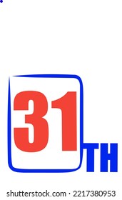 31. Ordinale Zahlen, die Vektorgrafik mit fantastischer Schriftart und blauer roter Farbe zählen - 31. Jubiläum - glücklicher Geburtstag