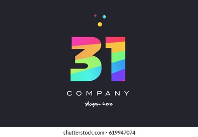 31 thirty one creative color green orange blue magenta pink number digit company logo vector icon spectrum