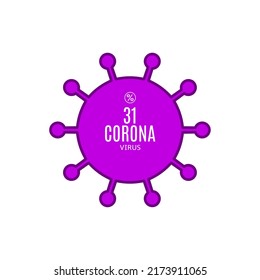 31% vector sign symbol in the form of virus illustration, corona outbreak diagnosis stamp, isolated on white background