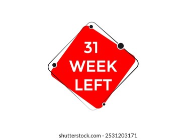 31 semana izquierda, icono, stile, temporizador, cuenta regresiva, reloj, tiempo, fondo, Plantilla, 31 semana izquierda cuenta regresiva, pegatina, Anuncio izquierdo, negocio, venta, Botón de la etiqueta
