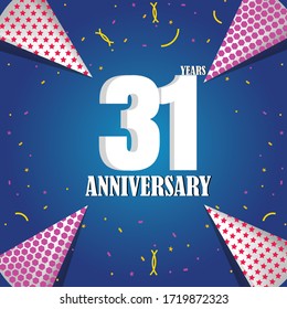 31 year anniversary celebration, vector design for celebrations, invitation cards and greeting cards