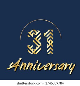 Celebración del 31 aniversario, diseño vectorial para celebraciones, tarjetas de invitación y tarjetas de felicitación